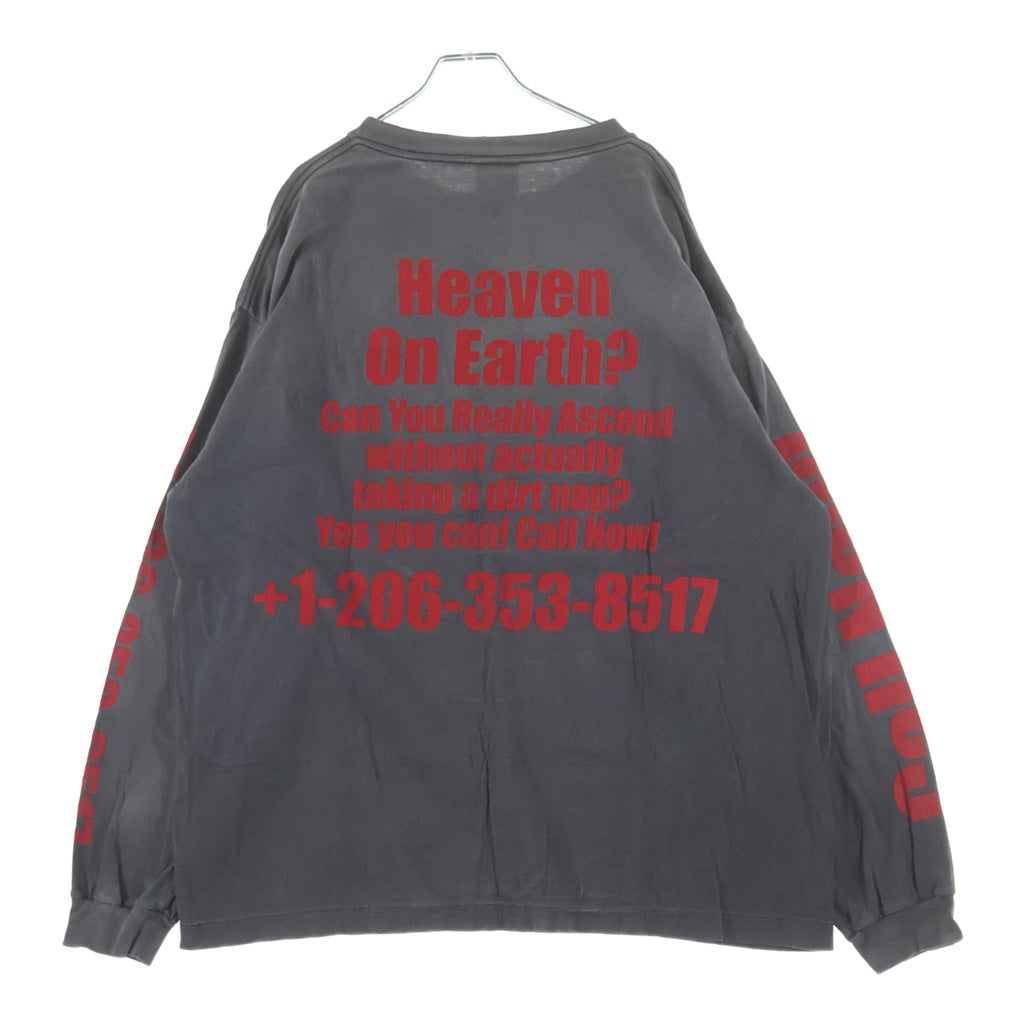 SAINT MICHAEL(セントマイケル) 23SS LS TEE/ST HOLLWOOD ダメージ加工 両面プリント アームプリント クルーネック長袖Tシャツ ロングスリーブカットソー ブラック SM-S23-0000-028