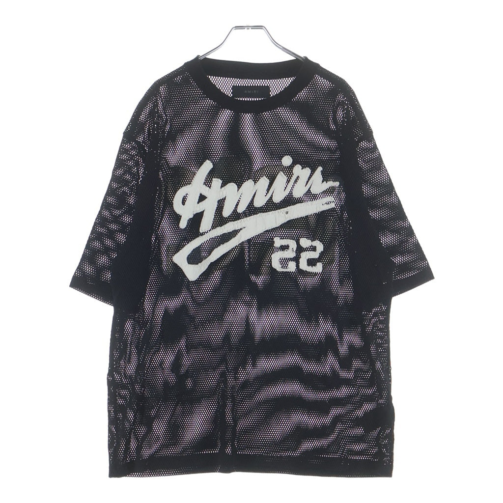 AMIRI(アミリ) ナイロンメッシュ ジャージ 半袖 クルーネック Tシャツ ブラック SRSS23MSS025SMRCOMO