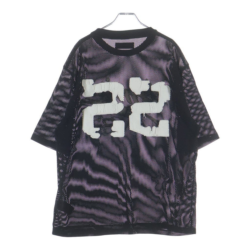 AMIRI(アミリ) ナイロンメッシュ ジャージ 半袖 クルーネック Tシャツ ブラック SRSS23MSS025SMRCOMO