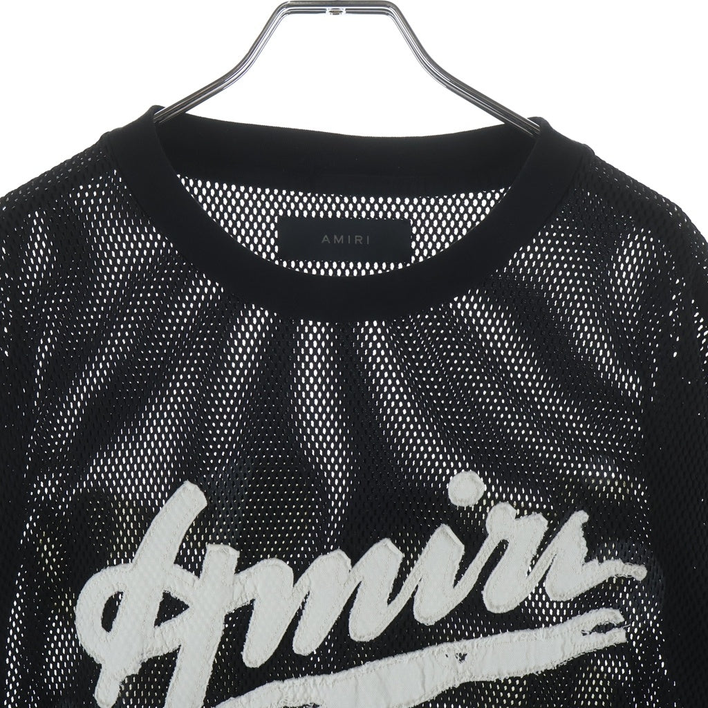 AMIRI(アミリ) ナイロンメッシュ ジャージ 半袖 クルーネック Tシャツ ブラック SRSS23MSS025SMRCOMO