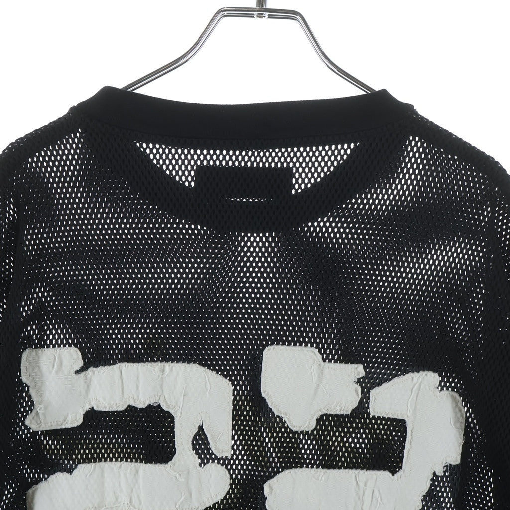 AMIRI(アミリ) ナイロンメッシュ ジャージ 半袖 クルーネック Tシャツ ブラック SRSS23MSS025SMRCOMO