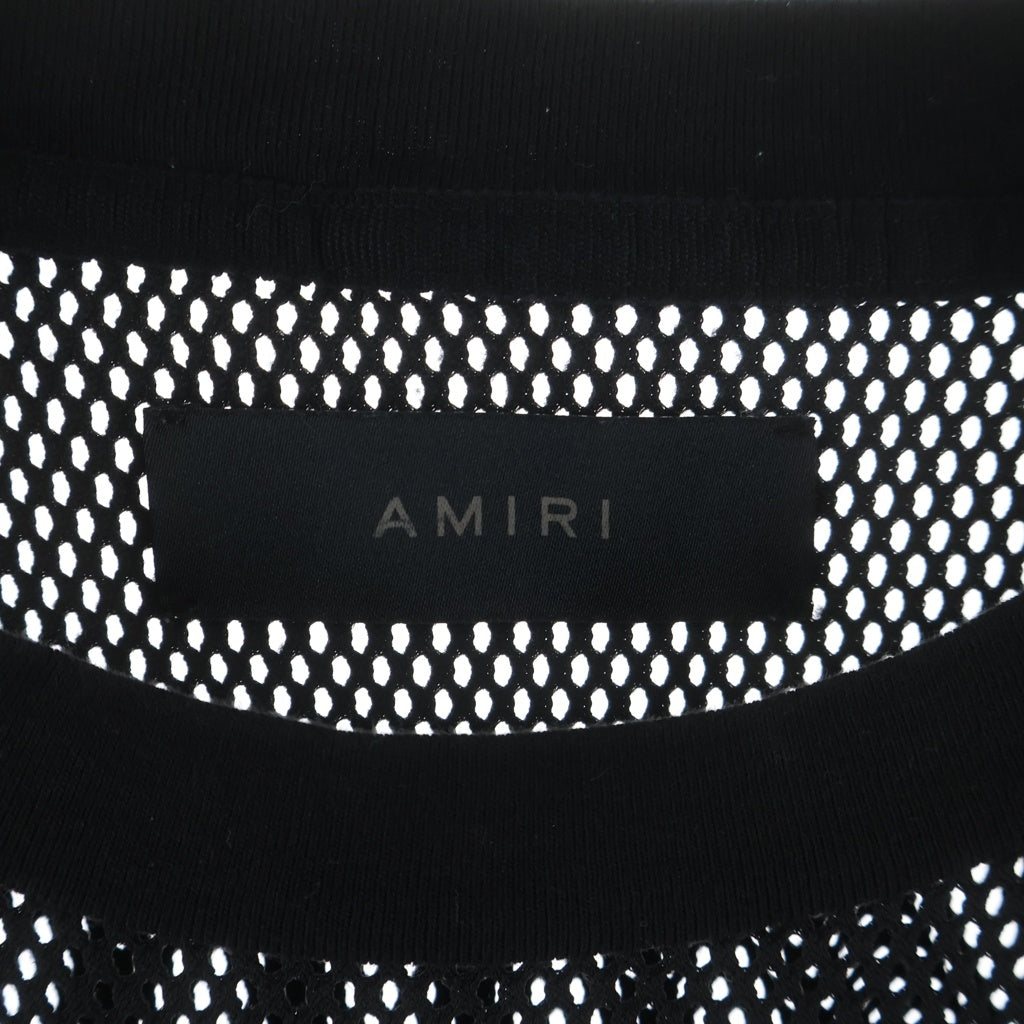 AMIRI(アミリ) ナイロンメッシュ ジャージ 半袖 クルーネック Tシャツ ブラック SRSS23MSS025SMRCOMO