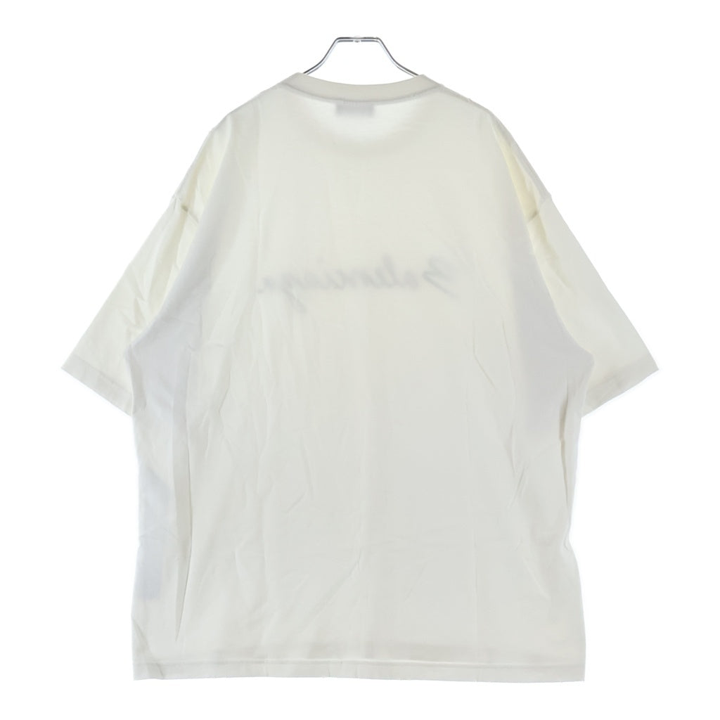 BALENCIAGA(バレンシアガ) Logo Crewneck Damaged Collar Shortsleeve ロゴクルーネックダメージカラーショートスリーブ 半袖カットソー ホワイト HT83 612966 TMVB4