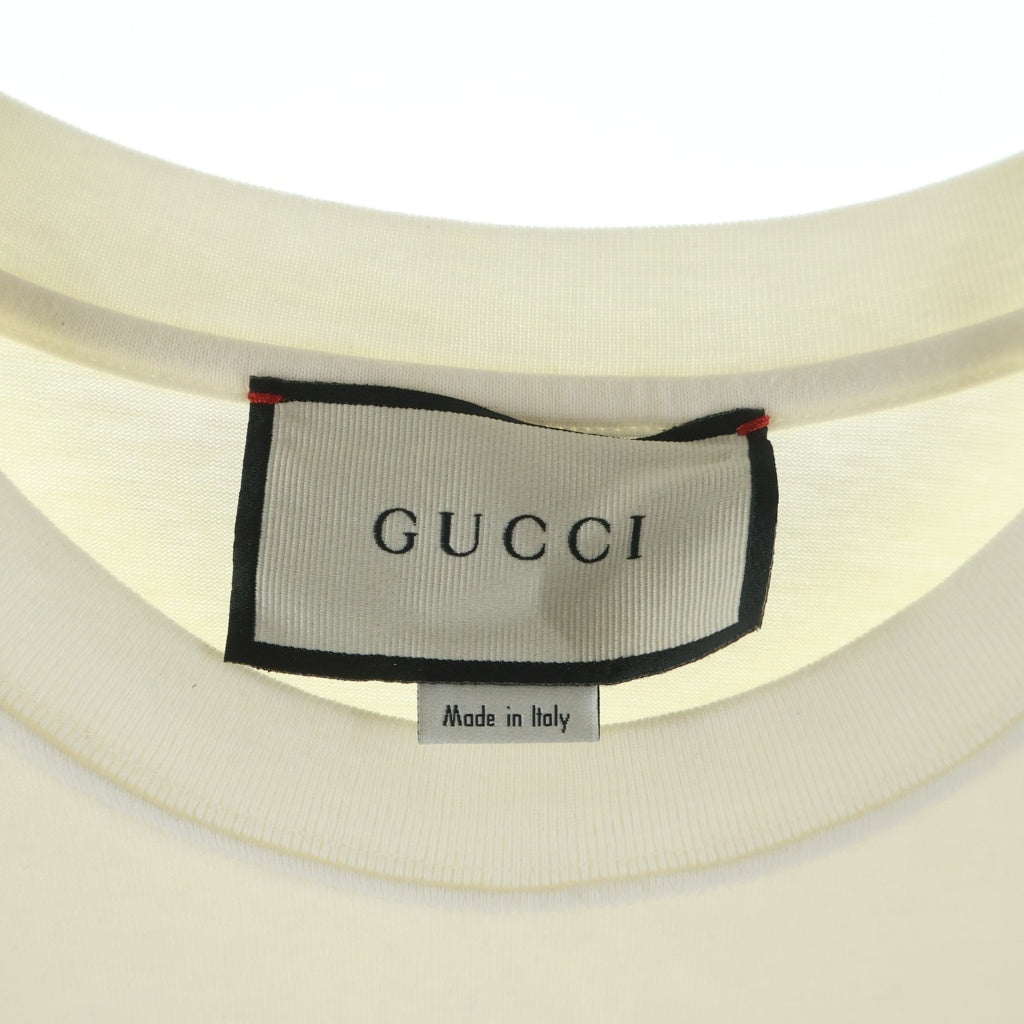 GUCCI(グッチ) ブレードプリント クルーネック コットン 半袖Tシャツ カットソー ホワイト 565806XJAZY