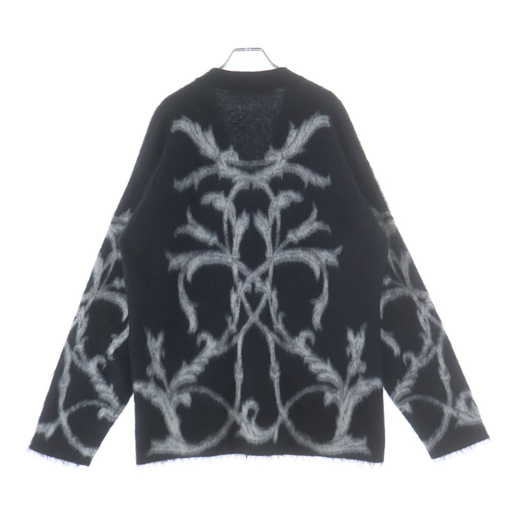 VERSACE(ヴェルサーチ) Acanthus Leaves Mohair-Blend アカンサス リーフ モヘアカーディガン 総柄 ブラック 1017300 1A12243