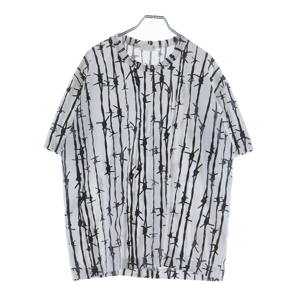 COMME des GARCONS(コムデギャルソン) 有刺鉄線グラフィックデザイン クルーネック半袖Tシャツ ショートスリーブカットソー ホワイト GN-T014
