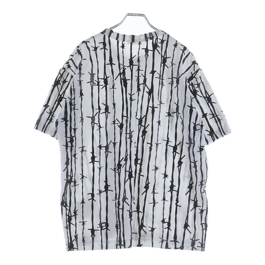 COMME des GARCONS(コムデギャルソン) 有刺鉄線グラフィックデザイン クルーネック半袖Tシャツ ショートスリーブカットソー ホワイト GN-T014