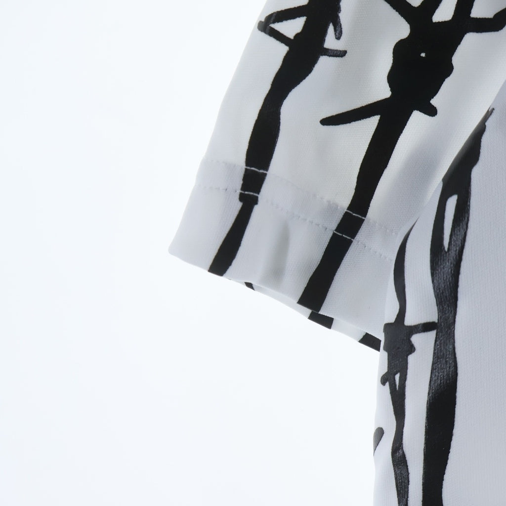 COMME des GARCONS(コムデギャルソン) 有刺鉄線グラフィックデザイン クルーネック半袖Tシャツ ショートスリーブカットソー ホワイト GN-T014