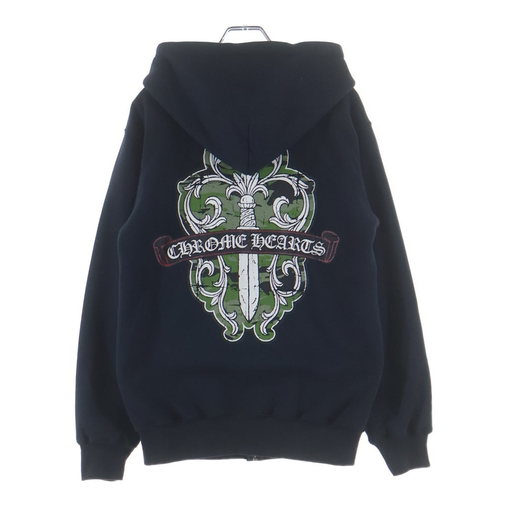 CHROME HEARTS(クロムハーツ) OLD Dagger Zip Hoodie オールドモデル ダガープリント 裏地サーマル ジップパーカーパーカー フーディー ブラック