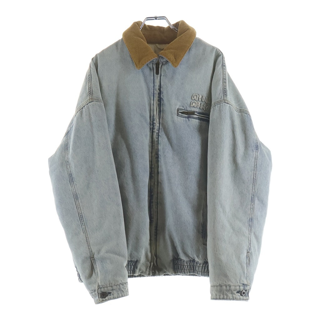 miumiu(ミュウミュウ) 24AW GWB221 Velvet Corduroy Collar Denim Jacket オーバー パデッドデニムブルゾンジャケット インディゴ