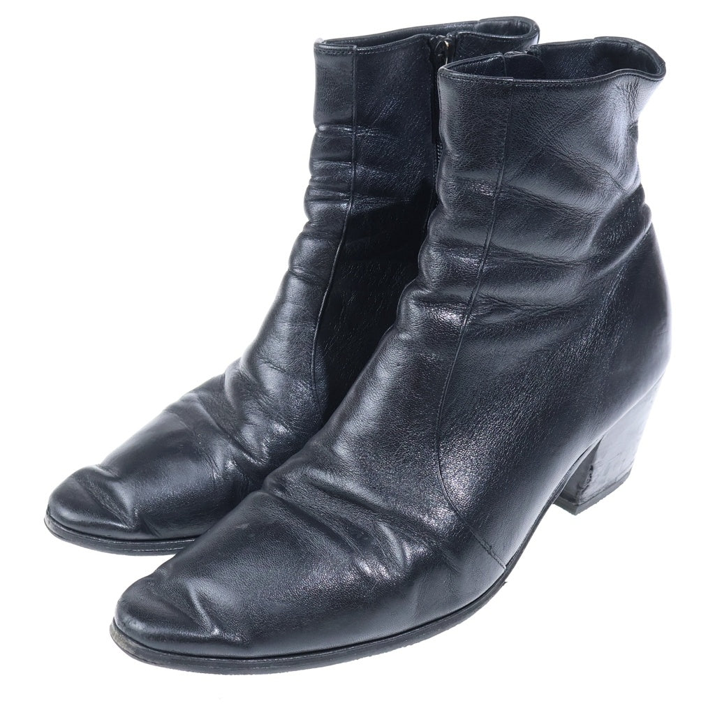 SAINT LAURENT PARIS(サンローランパリ) VASSILI ZIPPED BOOTS IN SMOOTH LEATHER ヴァッシーリ サイドジップ レザー ヒール ブーツ ブラック 667620