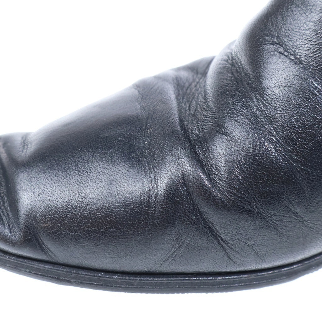 SAINT LAURENT PARIS(サンローランパリ) VASSILI ZIPPED BOOTS IN SMOOTH LEATHER ヴァッシーリ サイドジップ レザー ヒール ブーツ ブラック 667620