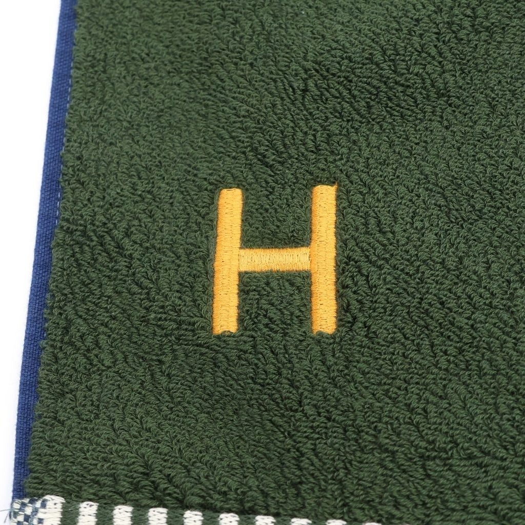 HERMES(エルメス) H刺繍 カレ ヴィス ヴェルサ コットン バスタオル ブルー/グリーン