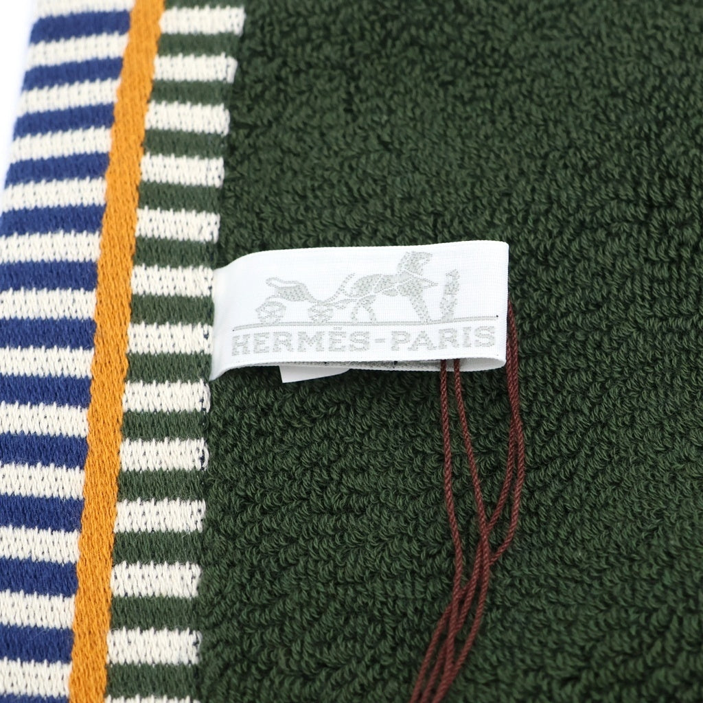 HERMES(エルメス) H刺繍 カレ ヴィス ヴェルサ コットン バスタオル ブルー/グリーン