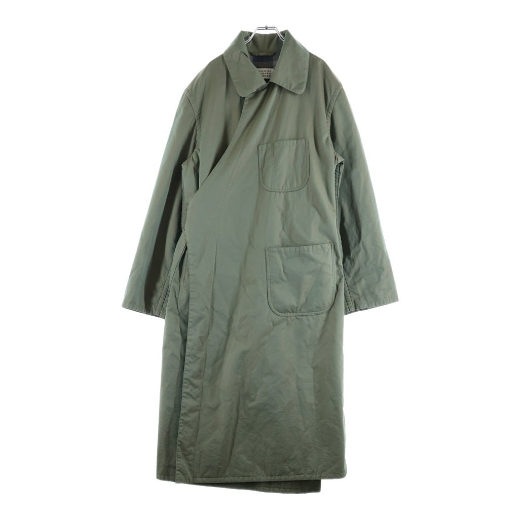 Maison Margiela(メゾンマルジェラ) Reversible Trench Coat リバーシブルトレンチオーバーコート チェック柄 カーキ/ブルー S50AH0118 S60436
