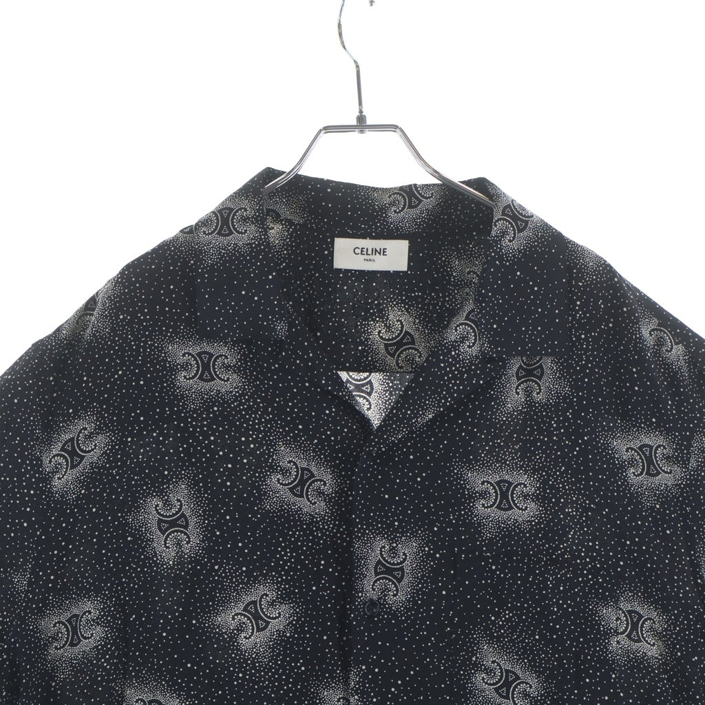 CELINE(セリーヌ) トリオンフ シルク オープンカラーシャツ 半袖シャツ ブラック 2C946932W.38CE