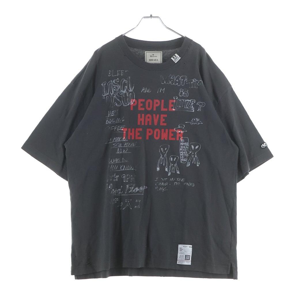 MAISON MIHARAYASUHIRO(メゾンミハラヤスヒロ) DISTRESSED TEE デストロイ グラフィックプリント 半袖 クルーネック カットソー ブラック