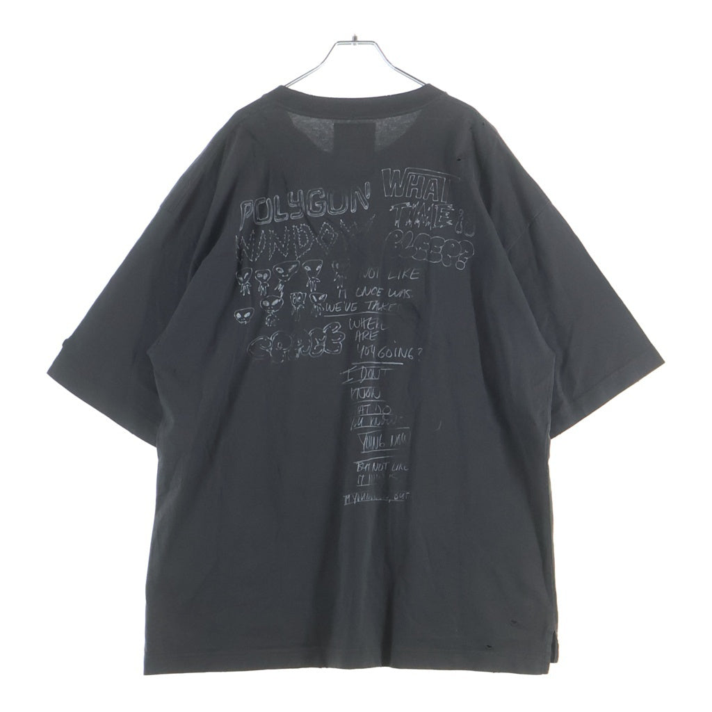 MAISON MIHARAYASUHIRO(メゾンミハラヤスヒロ) DISTRESSED TEE デストロイ グラフィックプリント 半袖 クルーネック カットソー ブラック
