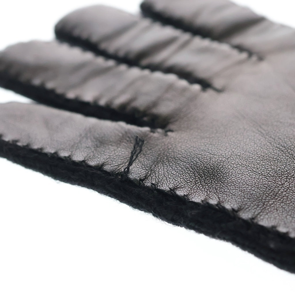 GUCCI(グッチ) Logo Wool Gloves ロゴ入り レザー切り替え ウール 手袋 グローブ ブラック 668730 4SAAX