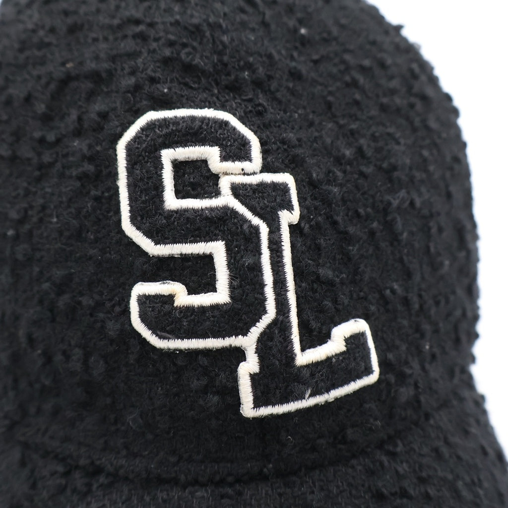 SAINT LAURENT PARIS(サンローランパリ) SLロゴ ツイード ウール キャップ ブラック