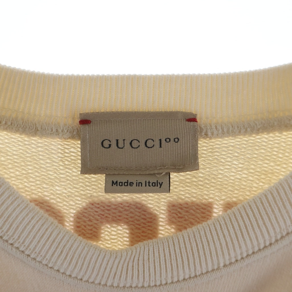 GUCCI(グッチ) Graphic Printed Sweatshirt 両面プリント クルーネック 長袖スウェット トレーナー アイボリー キッズ 681993 XJD1W