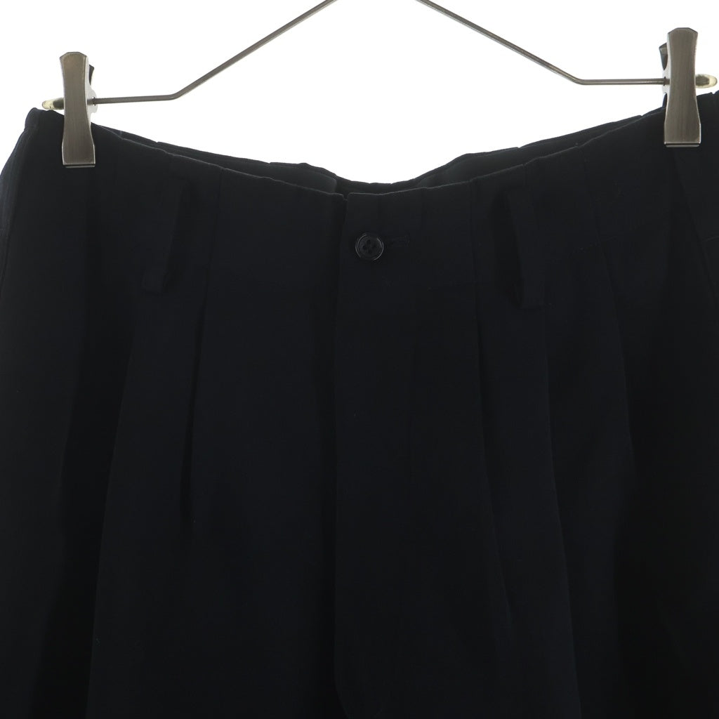 Y's for men(ワイズフォーメン) ウール混 サイドライン 3タックスラックスパンツ ブラック MR-P12-102