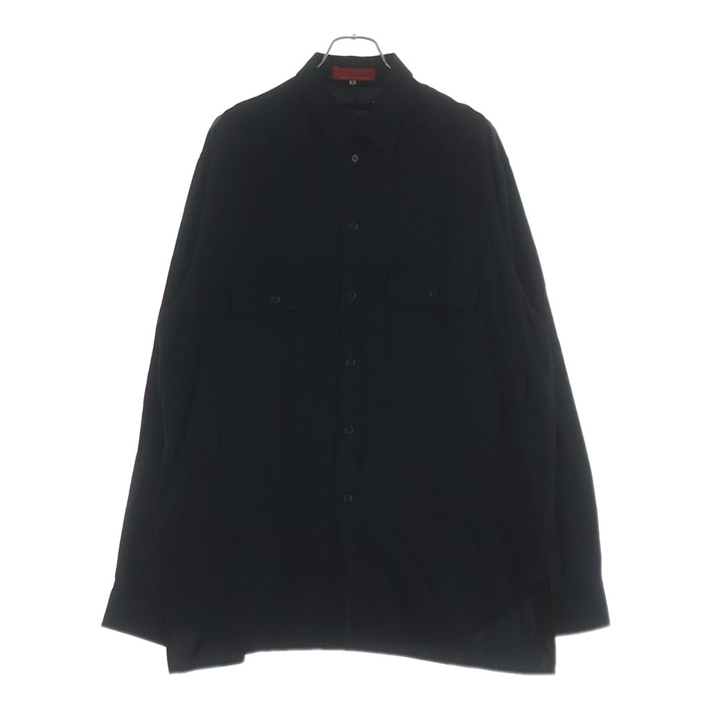Y's for men(ワイズフォーメン) レーヨン オーバーサイズ ポケット長袖シャツ ブラック MY-B53-270