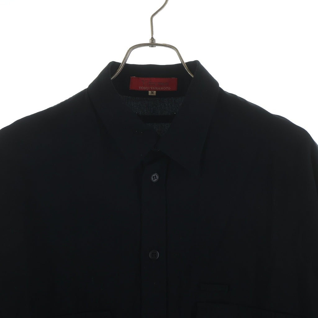 Y's for men(ワイズフォーメン) レーヨン オーバーサイズ ポケット長袖シャツ ブラック MY-B53-270