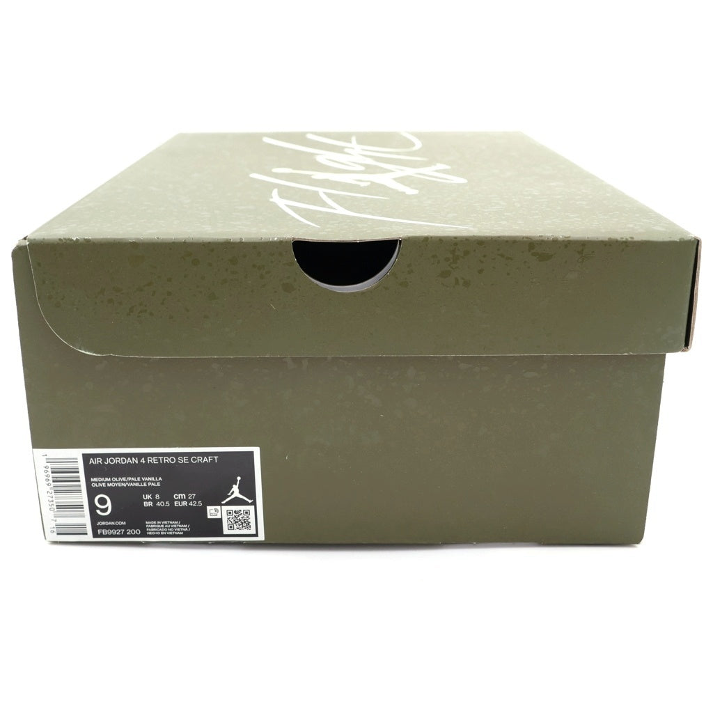 NIKE(ナイキ) AIR JORDAN4 RETRO SE CRAFT OLIVE エアジョーダン4 クラフト オリーブ ハイカットスニーカー カーキ US9/27.0cm FB9927-200