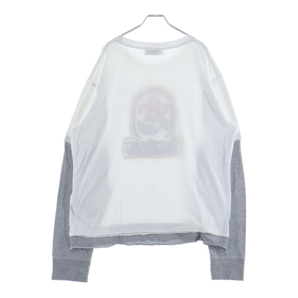 DSQUARED2(ディースクエアード) 25SS レイヤードデザイン ダメージ加工 長袖Tシャツ ホワイト/グレー S74GD1421 DTJ005