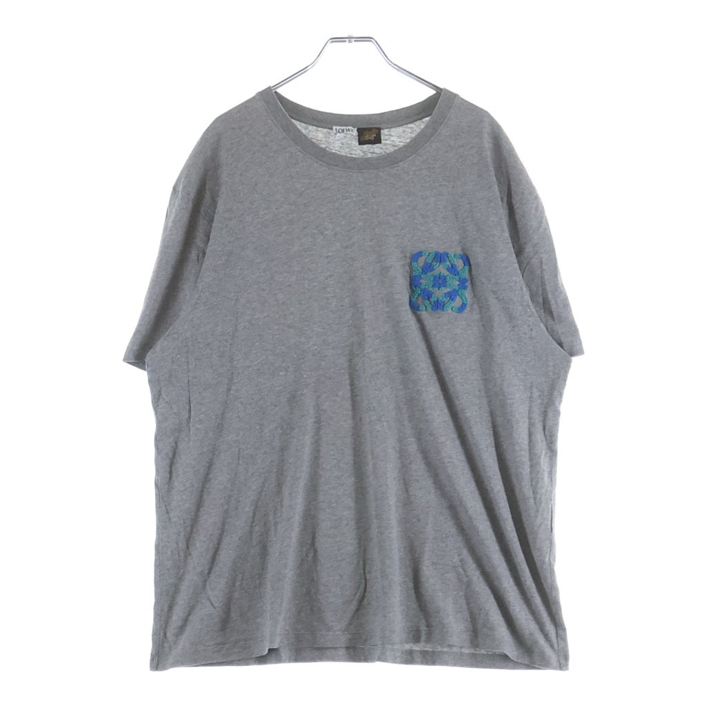 LOEWE(ロエベ) 24SS PAULA'S IBIZA パウラズ イビザ パイル アナグラムロゴ刺繍 クルーネック 半袖Tシャツ カットソー グレー H616Y22X67