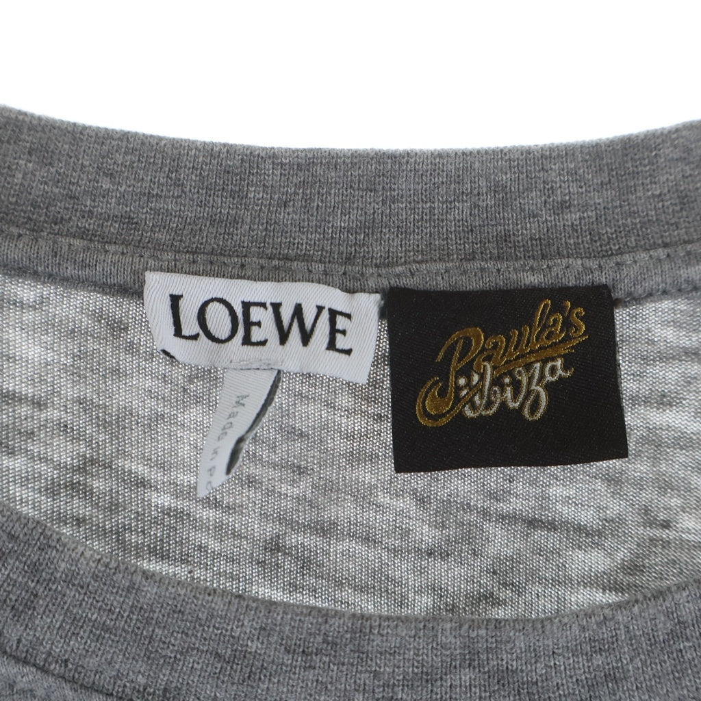 LOEWE(ロエベ) 24SS PAULA'S IBIZA パウラズ イビザ パイル アナグラムロゴ刺繍 クルーネック 半袖Tシャツ カットソー グレー H616Y22X67