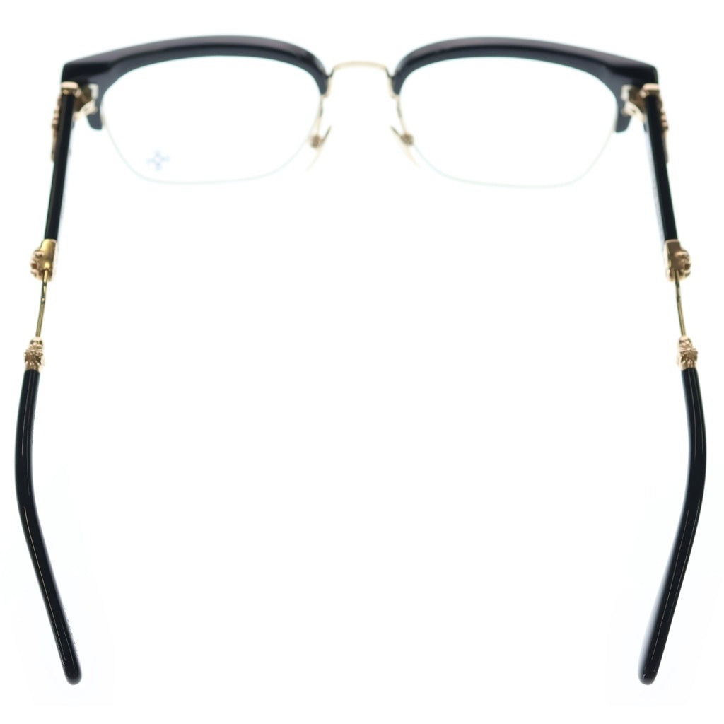 CHROME HEARTS(クロムハーツ) EVAGILIST ダガーテンプル装飾 ハーフリム 眼鏡 メガネ ブラック/ゴールド