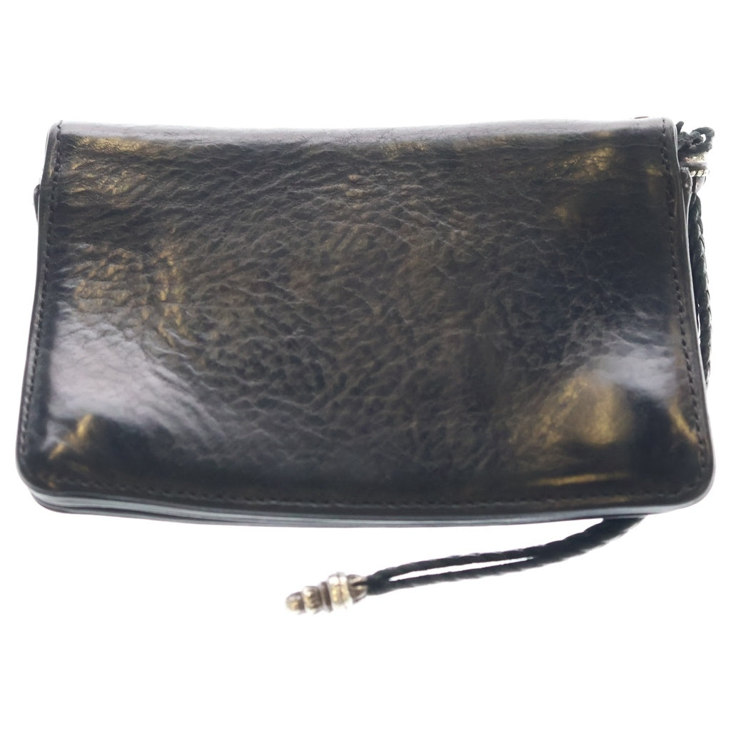 CHROME HEARTS(クロムハーツ) 2ZIP STRAP 2ジップストラップ ストラップ付クロスボールボタン レザーウォレット 財布 ブラック