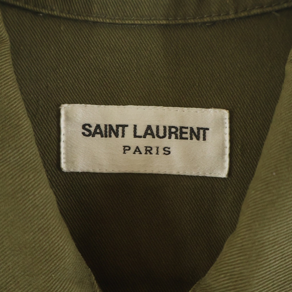 SAINT LAURENT PARIS(サンローランパリ) 16AW SHARK MILITARY SHORT COAT エディ期 バックシャークスパンコールミリタリージャケット カーキ 457956 Y153W