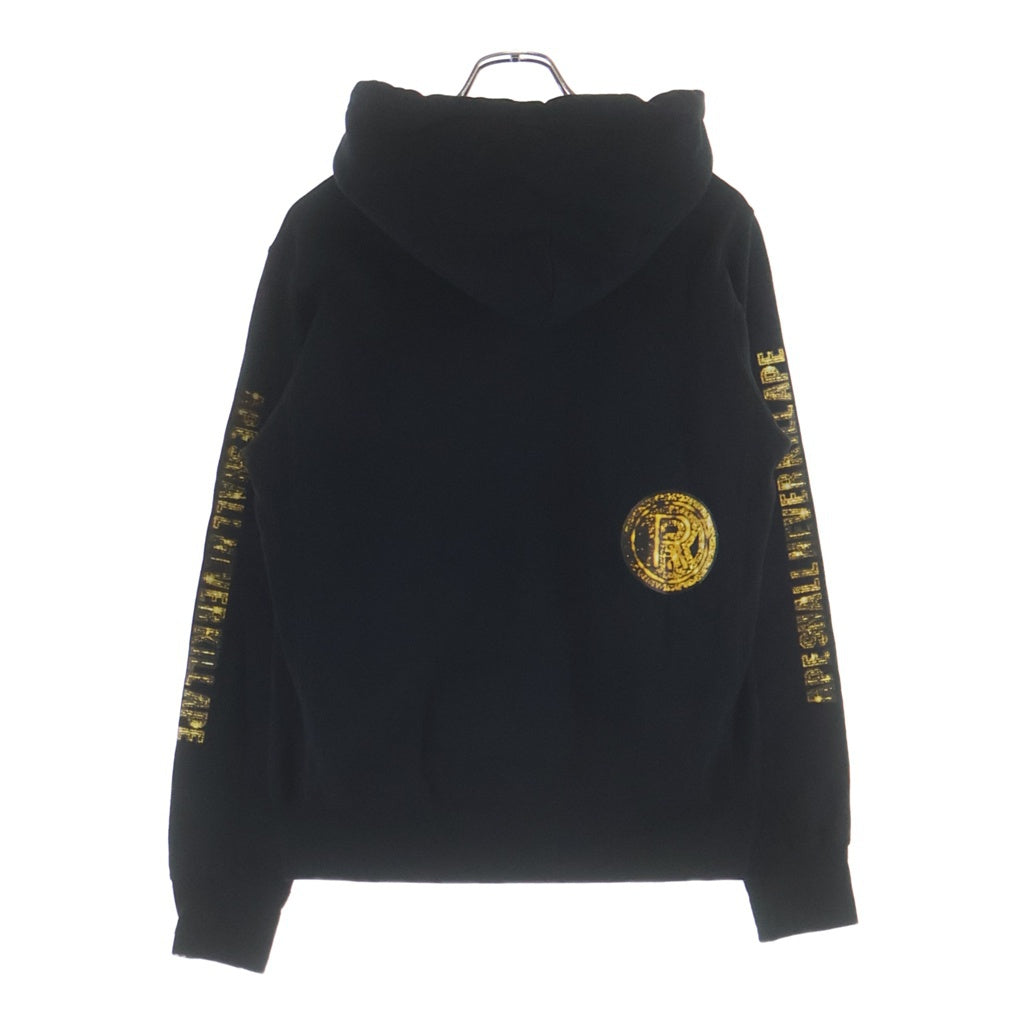 A BATHING APE(アベイシングエイプ) Gold Mad Face Hoodie ゴールドマッドフェイスフーディー フロントプリント アームプリント プルオーバーパーカー ブラック/ゴールド 001PPG301009X