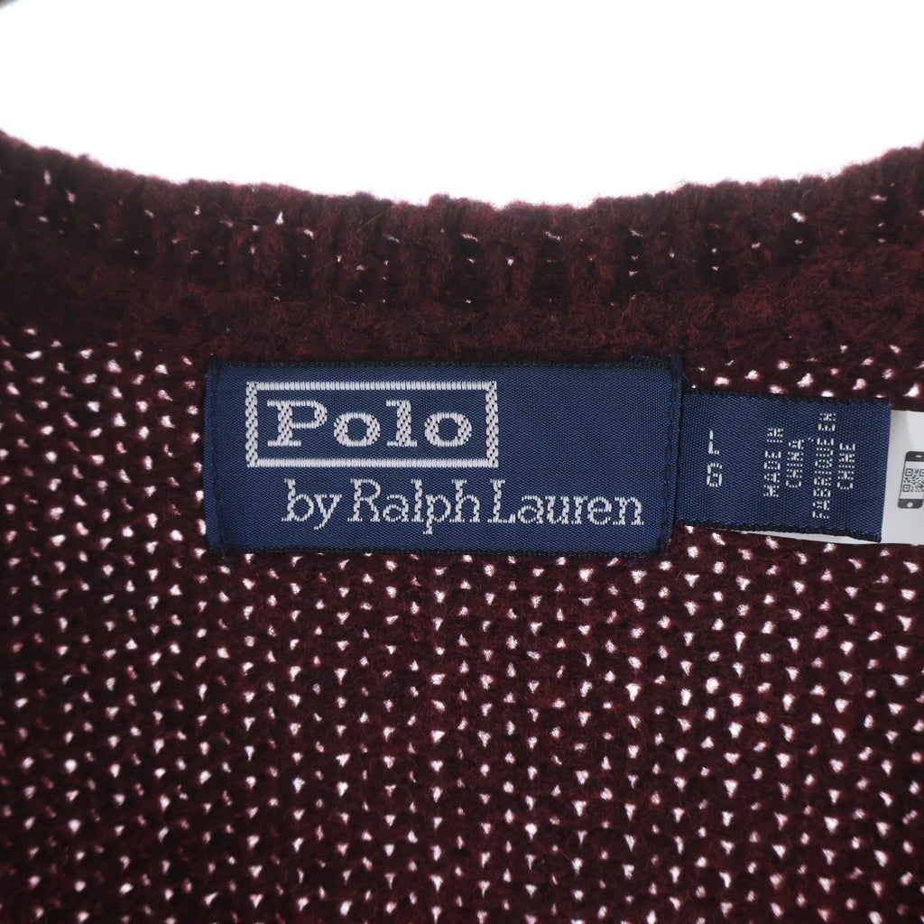 POLO RALPH LAUREN(ポロラルフローレン) 馬柄 Vネック ニットベスト ボルドー