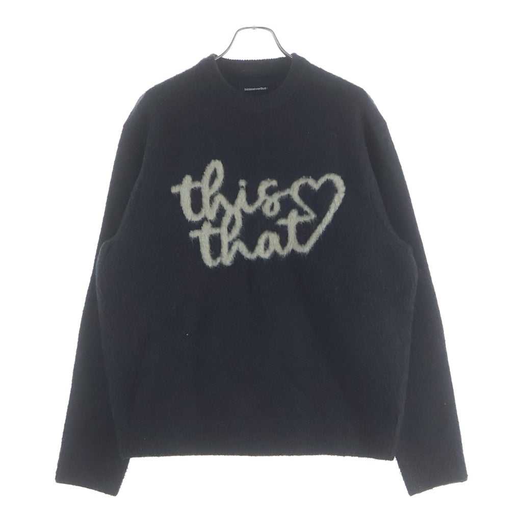 THISISNEVERTHAT(ディスイズネバーザット) Heart Logo knit Sweater ハートロゴ ニットセーター フロントデザイン ダークネイビー