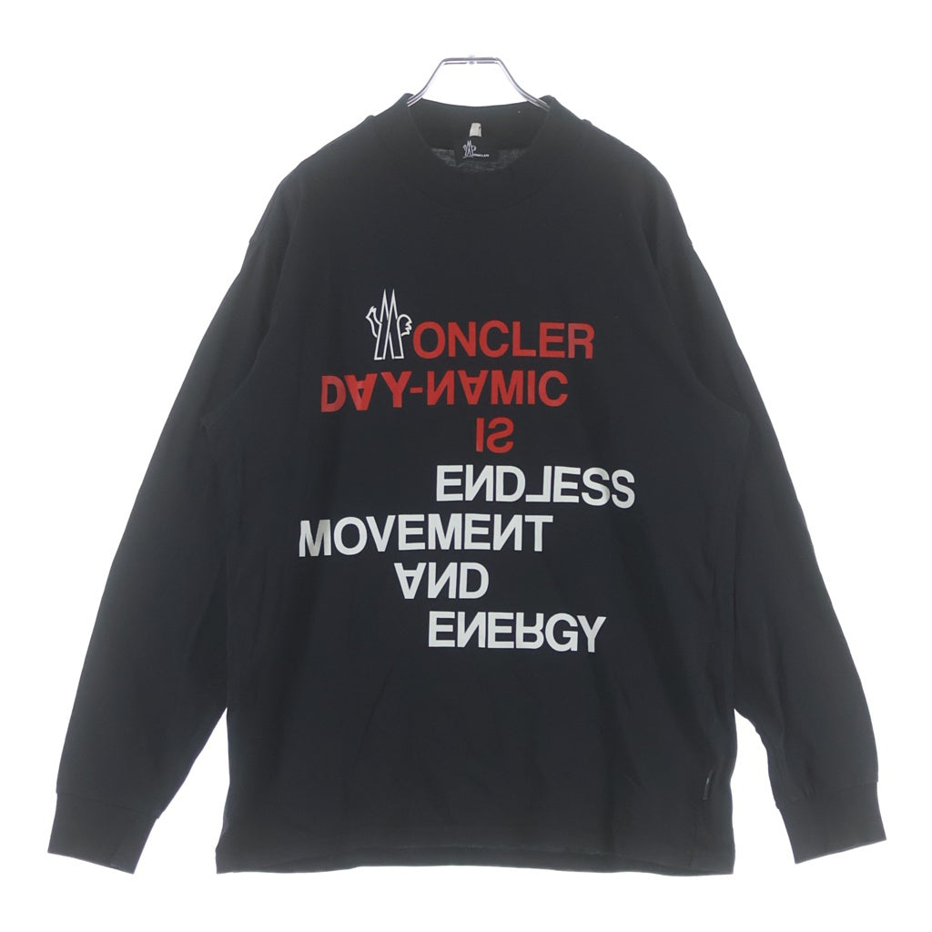 MONCLER(モンクレール) T-SHIRT MANICA LUNGA フロントプリント クルーネック長袖カットソー ロングスリーブTシャツ ブラック H20978D00002