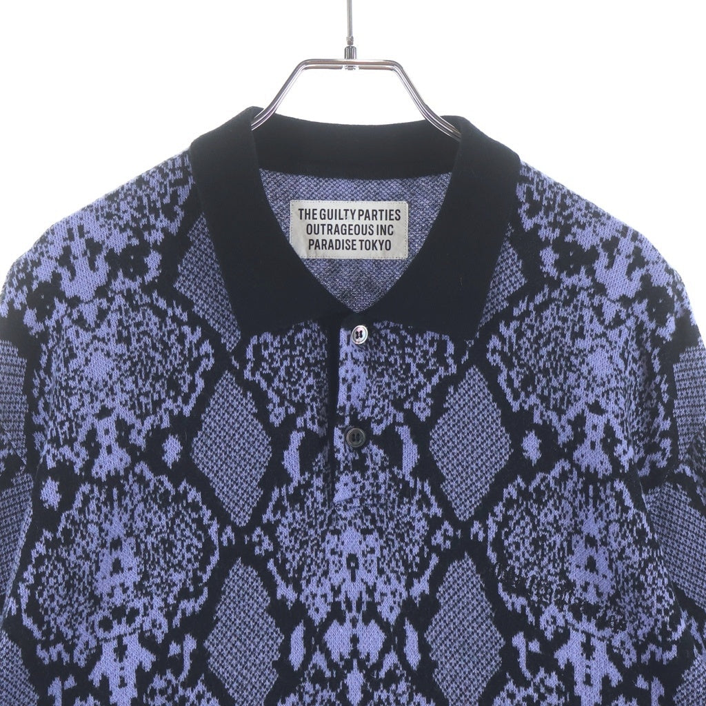 WACKO MARIA(ワコマリア) PYTHON KNIT POLO SHIRT パイソン柄 ニット長袖ポロシャツ パープル