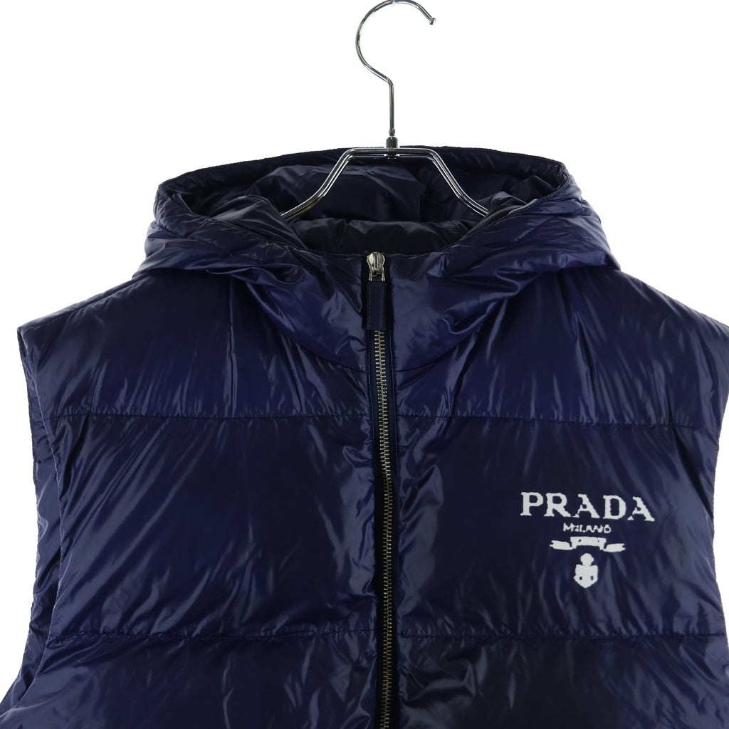 PRADA(プラダ) 胸ロゴプリント ジップアップ ダウンベスト ブルー SGC090 S222 11A9