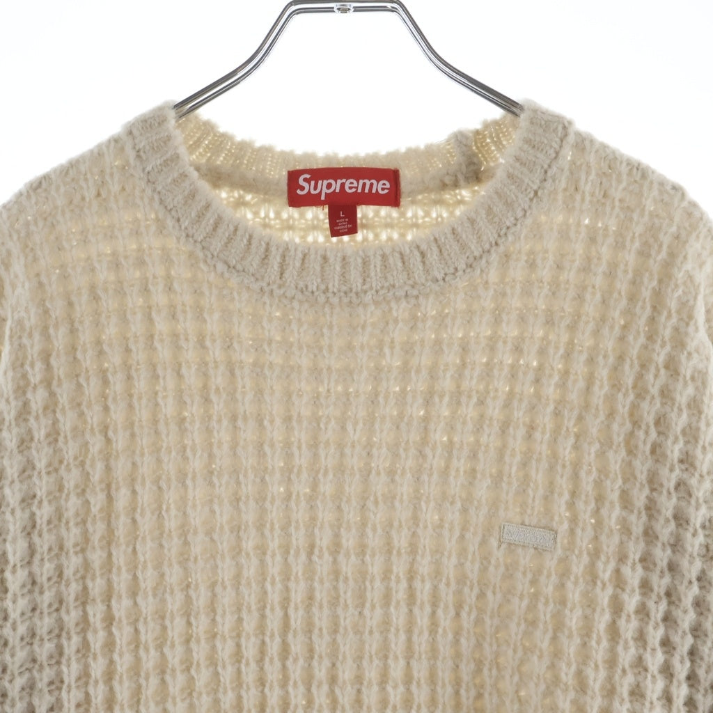 SUPREME(シュプリーム) 25AW small box waffle sweater クルーネック セーター ローゲージニット ベージュ