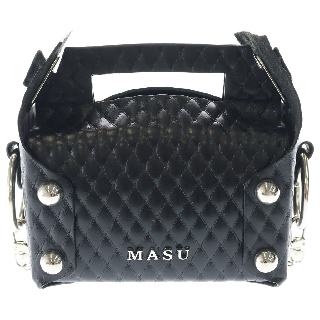 MASU(エムエーエスユー) LEATHER CAKE MINI BAG チェーンショルダーバッグ キルティング ブラック レディース