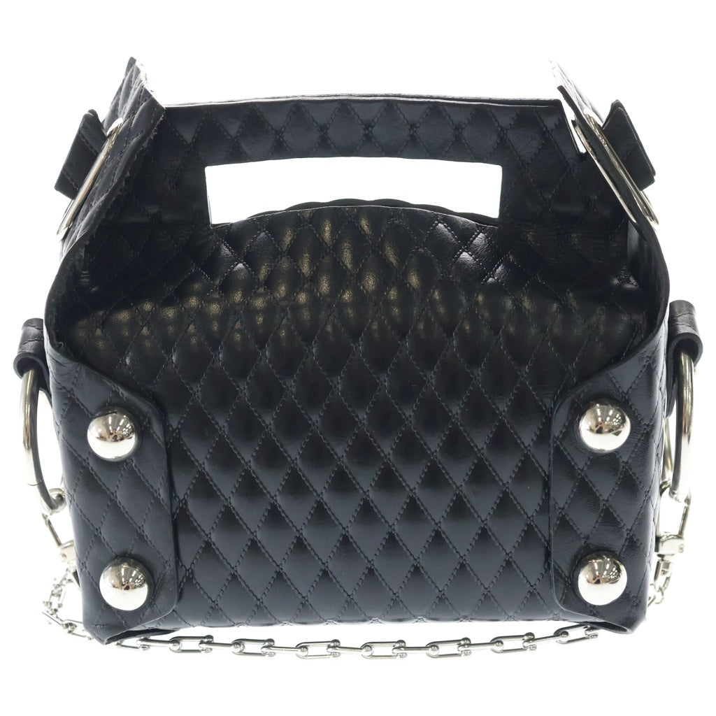 MASU(エムエーエスユー) LEATHER CAKE MINI BAG チェーンショルダーバッグ キルティング ブラック レディース