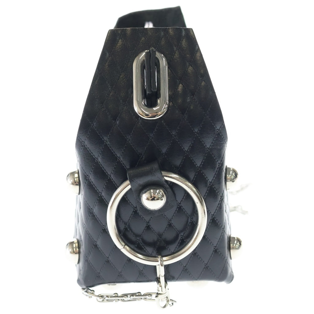 MASU(エムエーエスユー) LEATHER CAKE MINI BAG チェーンショルダーバッグ キルティング ブラック レディース