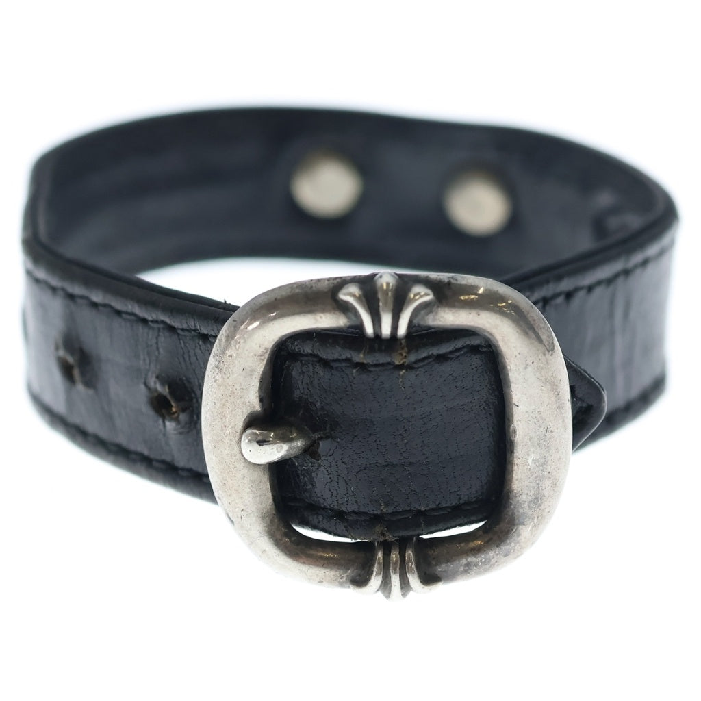 CHROME HEARTS(クロムハーツ) タイニーCHクロス装飾 ガンスリンガー レザーブレスレット ブラック