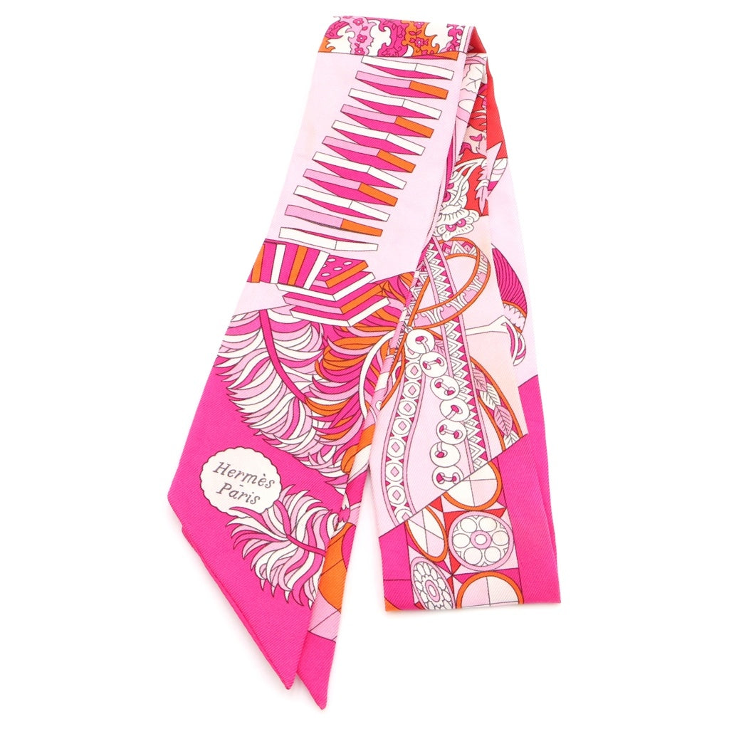 HERMES(エルメス) ツイリー De l'Ombrelle aux Duels Fuchsia 杖傘と決闘 フューシャ スカーフ ピンク レディース