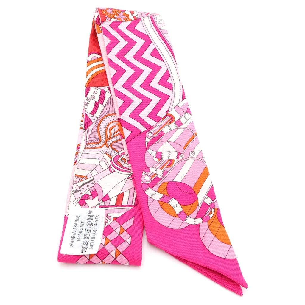 HERMES(エルメス) ツイリー De l'Ombrelle aux Duels Fuchsia 杖傘と決闘 フューシャ スカーフ ピンク レディース