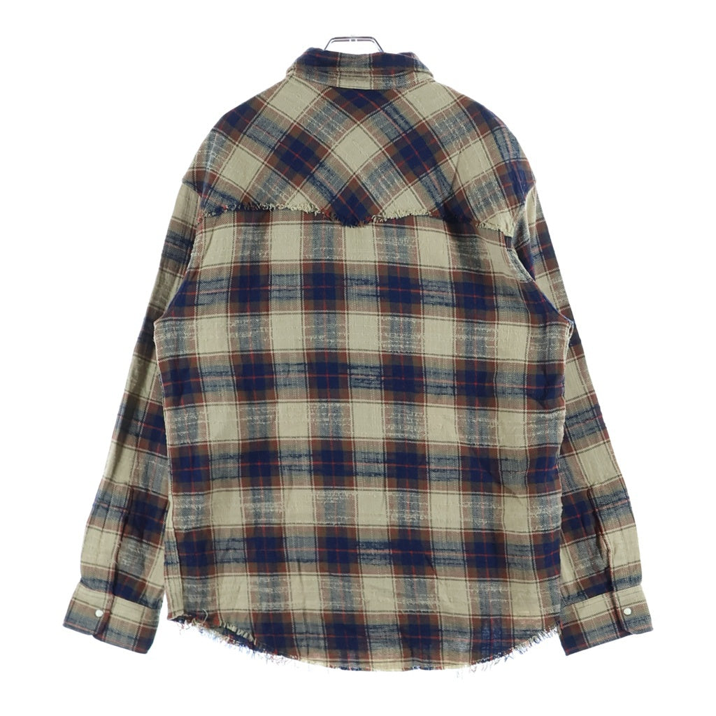 DSQUARED2(ディースクエアード) 25AW LONG-SLEEVED SHIRTS カットオフ 長袖チェックシャツ スナップボタン マルチカラー S71DM0797 D35351