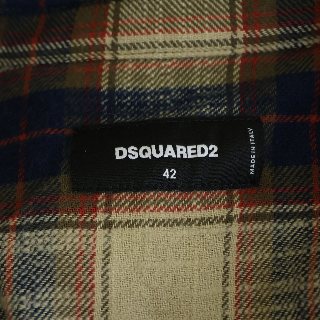 DSQUARED2(ディースクエアード) 25AW LONG-SLEEVED SHIRTS カットオフ 長袖チェックシャツ スナップボタン マルチカラー S71DM0797 D35351